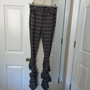 Plaid pants stacked bottom